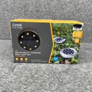 Real Living 10 Count LED Solar Powered Disc Lights Rechargeable‎ Outdoor Garden